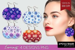 Snowflakes Round Earrings - Christmas PNG Sublimation Product Image 1