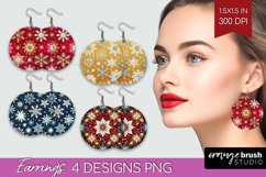 Snowflakes Round Earrings - Christmas PNG Sublimation Product Image 1