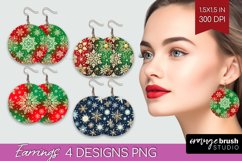 Snowflakes Round Earrings - Christmas PNG Sublimation Product Image 1