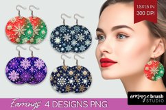 Snowflakes Round Earrings - Christmas PNG Sublimation Product Image 1