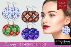 Snowflakes Round Earrings - Christmas PNG Sublimation Product Image 1