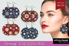 Snowflakes Round Earrings - Christmas PNG Sublimation Product Image 1