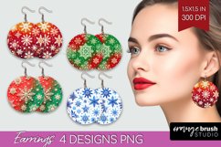 Snowflakes Round Earrings - Christmas PNG Sublimation Product Image 1