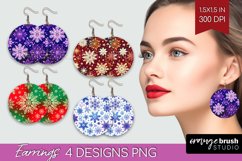 Snowflakes Round Earrings - Christmas PNG Sublimation Product Image 1