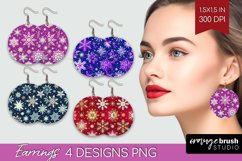 Snowflakes Round Earrings - Christmas PNG Sublimation Product Image 1