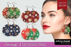 Snowflakes Round Earrings - Christmas PNG Sublimation Product Image 1
