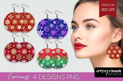 Snowflakes Round Earrings - Christmas PNG Sublimation Product Image 1