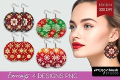 Snowflakes Round Earrings - Christmas PNG Sublimation Product Image 1