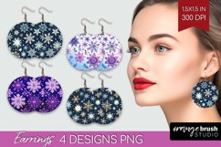 Snowflakes Round Earrings - Christmas PNG Sublimation Product Image 1