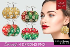Snowflakes Round Earrings - Christmas PNG Sublimation Product Image 1