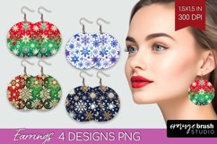 Snowflakes Round Earrings - Christmas PNG Sublimation Product Image 1