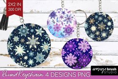 Snowflakes Keychain PNG - Christmas Keychain Sublimation Product Image 1