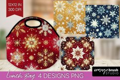 Snowflakes Lunch Bag - Christmas Lunch Bug PNG Sublimation Product Image 1
