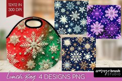 Snowflakes Lunch Bag - Christmas Lunch Bug PNG Sublimation Product Image 1