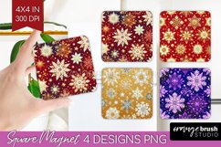 Snowflakes Magnet Sublimation - Christmas Square Magnet PNG Product Image 1
