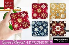 Snowflakes Magnet Sublimation - Christmas Square Magnet PNG Product Image 1