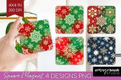 Snowflakes Magnet Sublimation - Christmas Square Magnet PNG Product Image 1