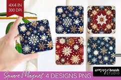 Snowflakes Magnet Sublimation - Christmas Square Magnet PNG Product Image 1