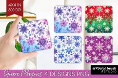 Snowflakes Magnet Sublimation - Christmas Square Magnet PNG Product Image 1