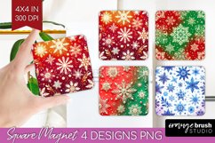 Snowflakes Magnet Sublimation - Christmas Square Magnet PNG Product Image 1