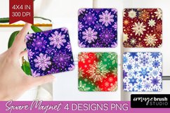 Snowflakes Magnet Sublimation - Christmas Square Magnet PNG Product Image 1