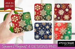 Snowflakes Magnet Sublimation - Christmas Square Magnet PNG Product Image 1
