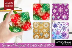 Snowflakes Magnet Sublimation - Christmas Square Magnet PNG Product Image 1