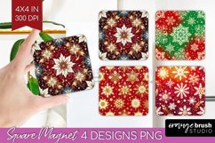 Snowflakes Magnet Sublimation - Christmas Square Magnet PNG Product Image 1