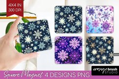 Snowflakes Magnet Sublimation - Christmas Square Magnet PNG Product Image 1