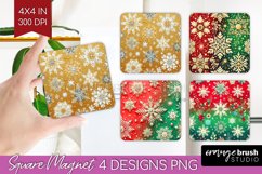 Snowflakes Magnet Sublimation - Christmas Square Magnet PNG Product Image 1