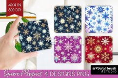 Snowflakes Magnet Sublimation - Christmas Square Magnet PNG Product Image 1