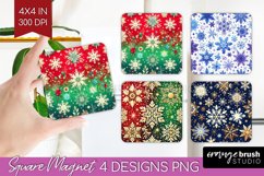 Snowflakes Magnet Sublimation - Christmas Square Magnet PNG Product Image 1