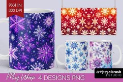 Snowflakes Mug Wrap - Christmas Mug PNG Sublimation Product Image 1