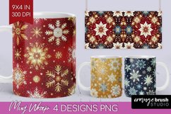 Snowflakes Mug Wrap - Christmas Mug PNG Sublimation Product Image 1