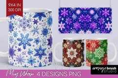 Snowflakes Mug Wrap - Christmas Mug PNG Sublimation Product Image 1