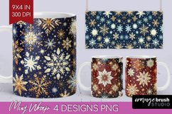 Snowflakes Mug Wrap - Christmas Mug PNG Sublimation Product Image 1