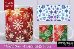 Snowflakes Mug Wrap - Christmas Mug PNG Sublimation Product Image 1