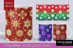 Snowflakes Mug Wrap - Christmas Mug PNG Sublimation Product Image 1