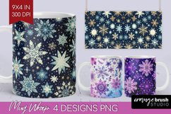 Snowflakes Mug Wrap - Christmas Mug PNG Sublimation Product Image 1