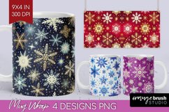 Snowflakes Mug Wrap - Christmas Mug PNG Sublimation Product Image 1