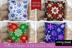 Snowflakes Pillow Sublimation - Christmas Pillow Cover PNG Product Image 1