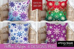Snowflakes Pillow Sublimation - Christmas Pillow Cover PNG Product Image 1