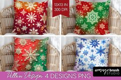 Snowflakes Pillow Sublimation - Christmas Pillow Cover PNG Product Image 1