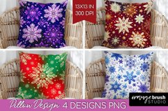 Snowflakes Pillow Sublimation - Christmas Pillow Cover PNG Product Image 1