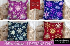 Snowflakes Pillow Sublimation - Christmas Pillow Cover PNG Product Image 1