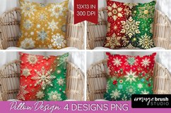 Snowflakes Pillow Sublimation - Christmas Pillow Cover PNG Product Image 1