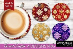 Snowflakes Round Coaster - Christmas Coaster PNG Sublimation Product Image 1