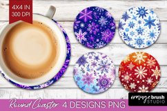 Snowflakes Round Coaster - Christmas Coaster PNG Sublimation Product Image 1