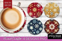 Snowflakes Round Coaster - Christmas Coaster PNG Sublimation Product Image 1