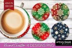 Snowflakes Round Coaster - Christmas Coaster PNG Sublimation Product Image 1